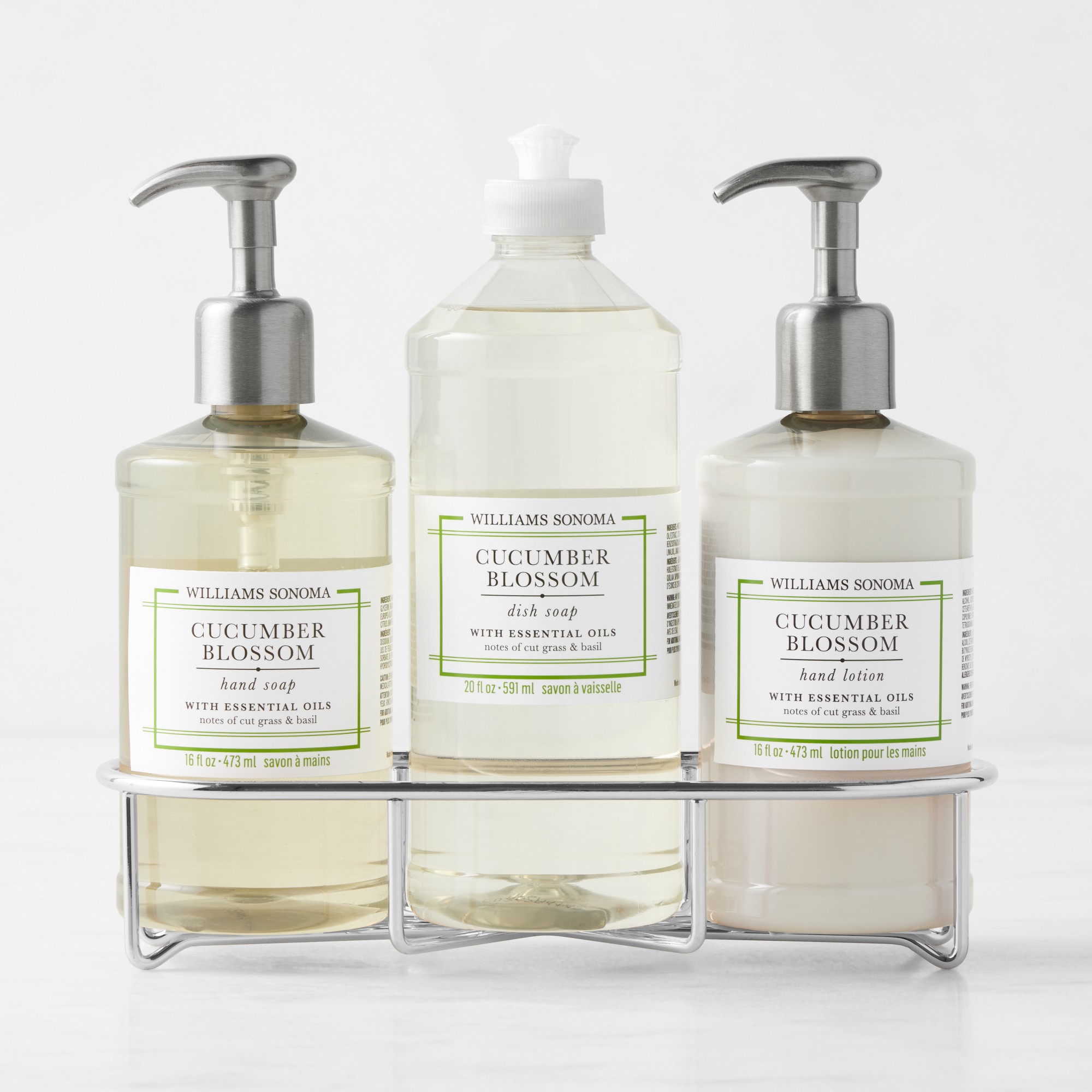 Williams Sonoma Cucumber Blossom Hand Soap, Dish Soap & Lotion 4-Piece Kitchen Set