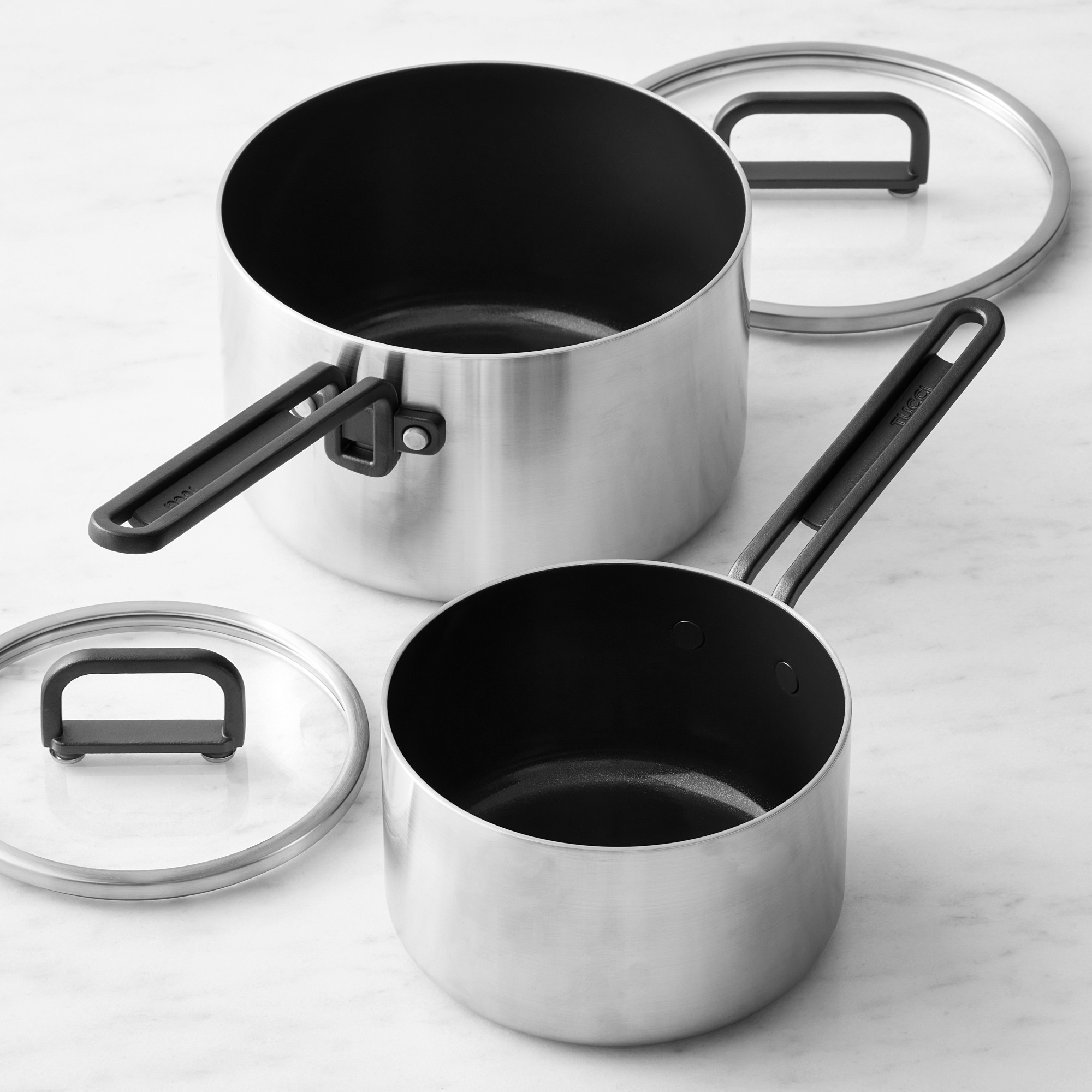 GreenPan™ Stanley Tucci™ Stainless-Steel Ceramic Nonstick 4-Piece Saucepan Set