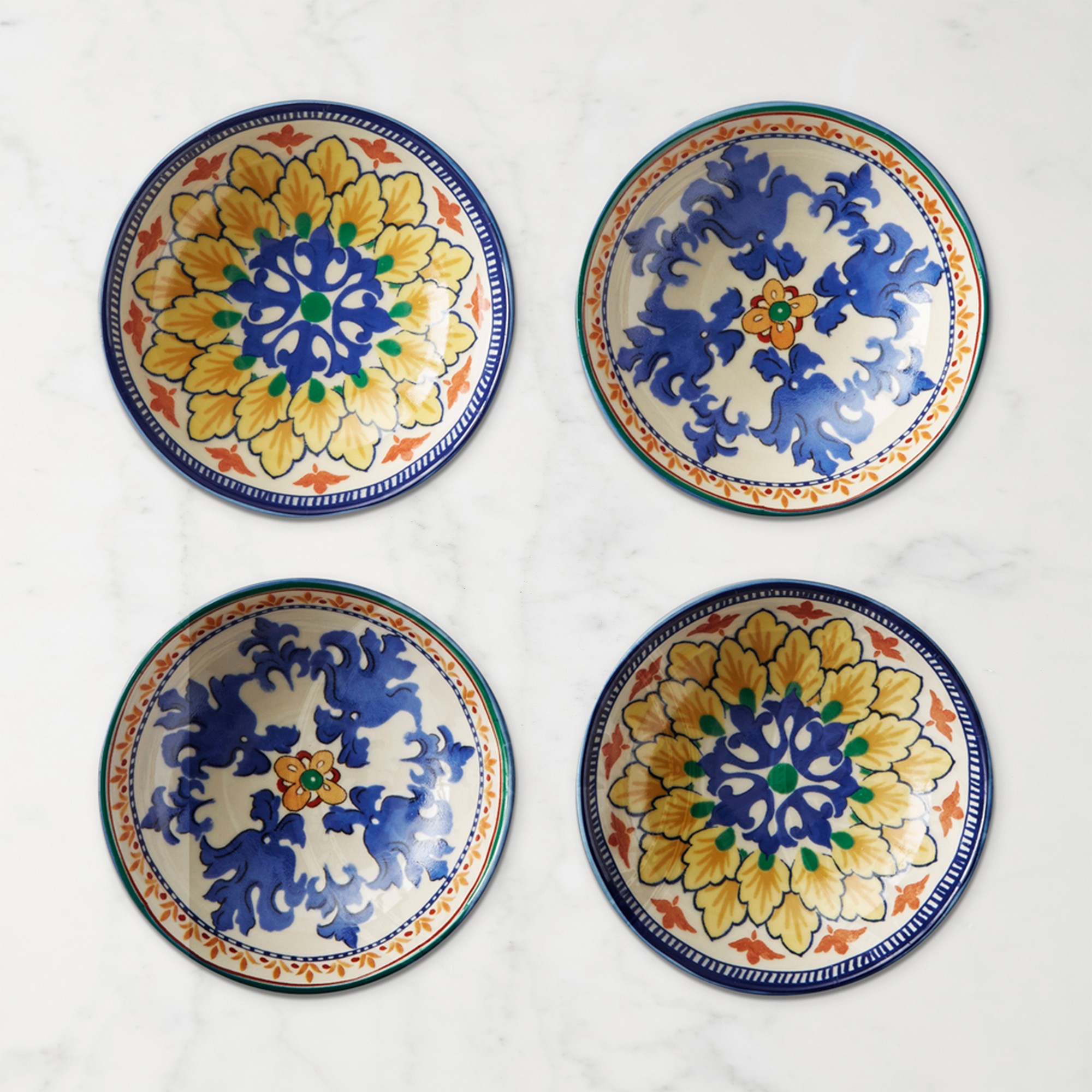 Sicily Ceramic Mixed Dipping Bowls, Set of 4