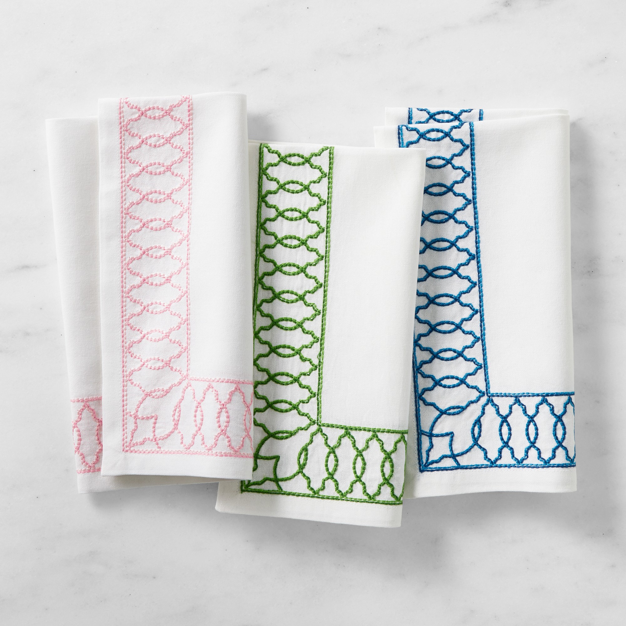 Embroidered Lattice Napkins, Set of 4