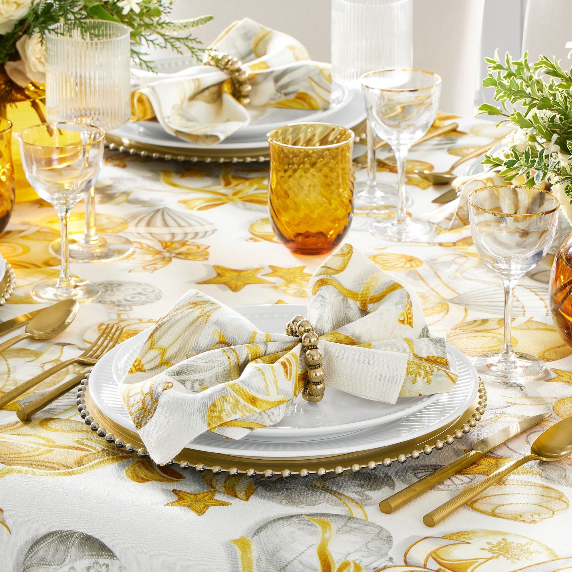 Gold Ornament Tablecloth