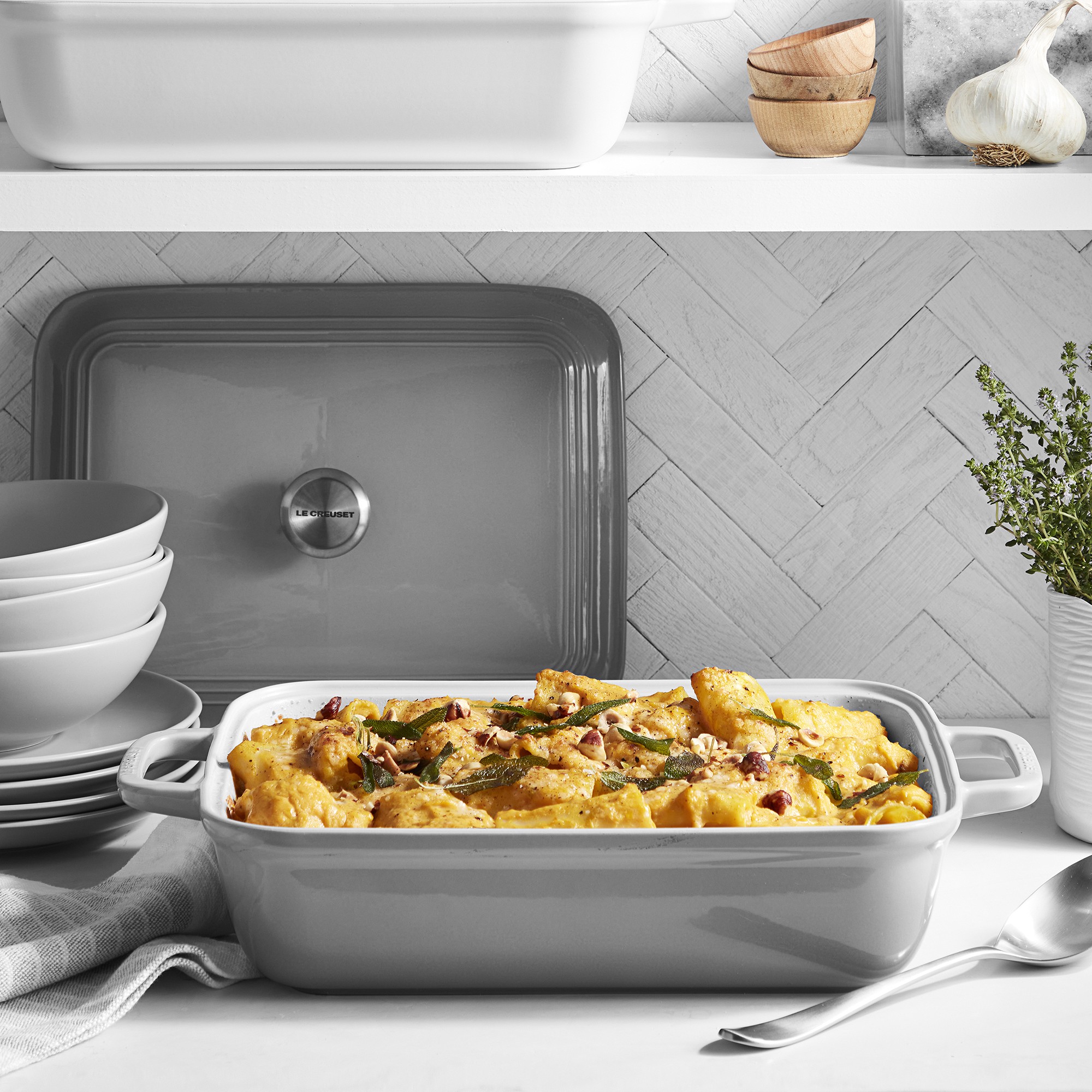 Le Creuset San Francisco Stoneware Rectangular Covered Baker, 4-Qt.
