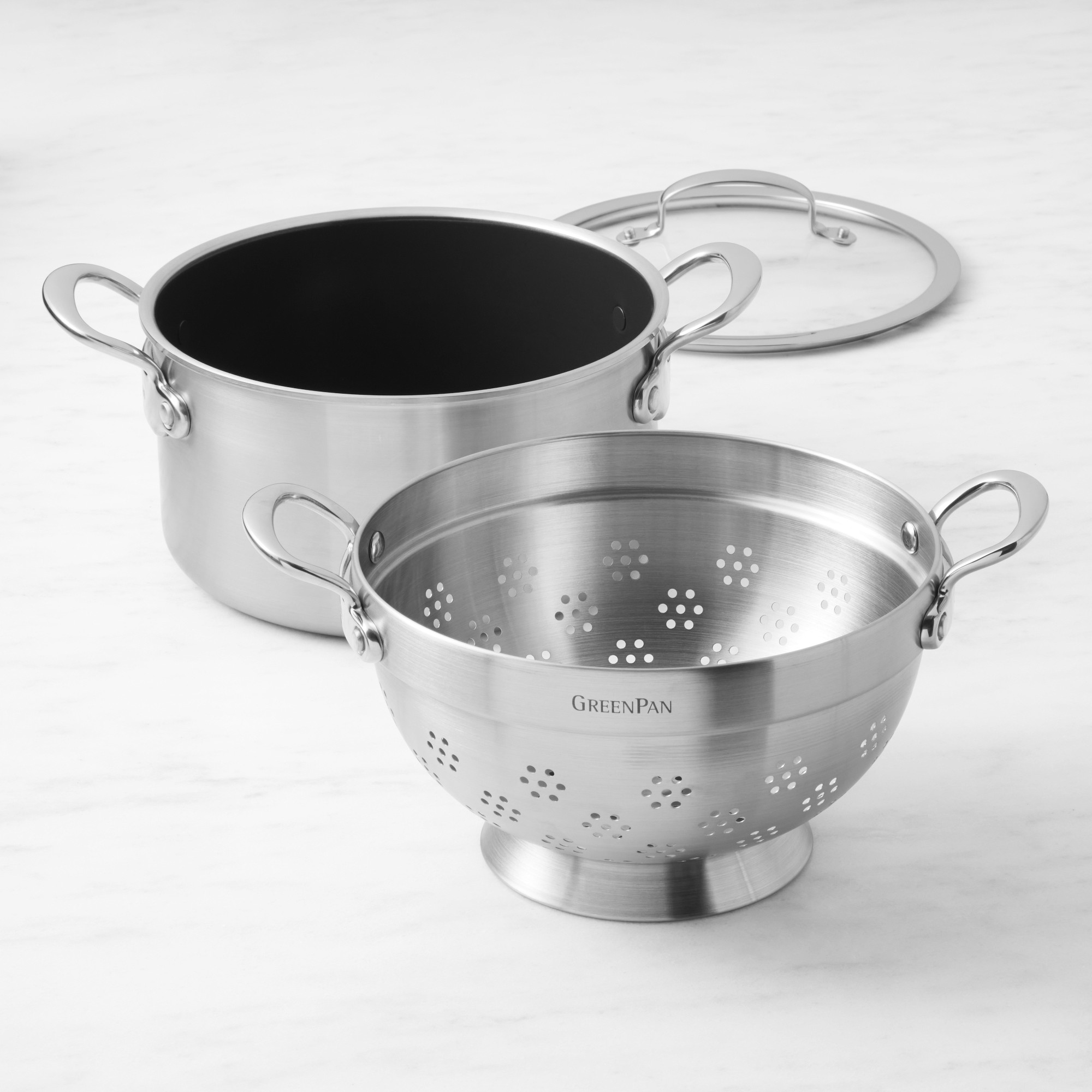 GreenPan™ Premiere Stainless-Steel Ceramic Nonstick Steamer Multipot, 6-Qt.