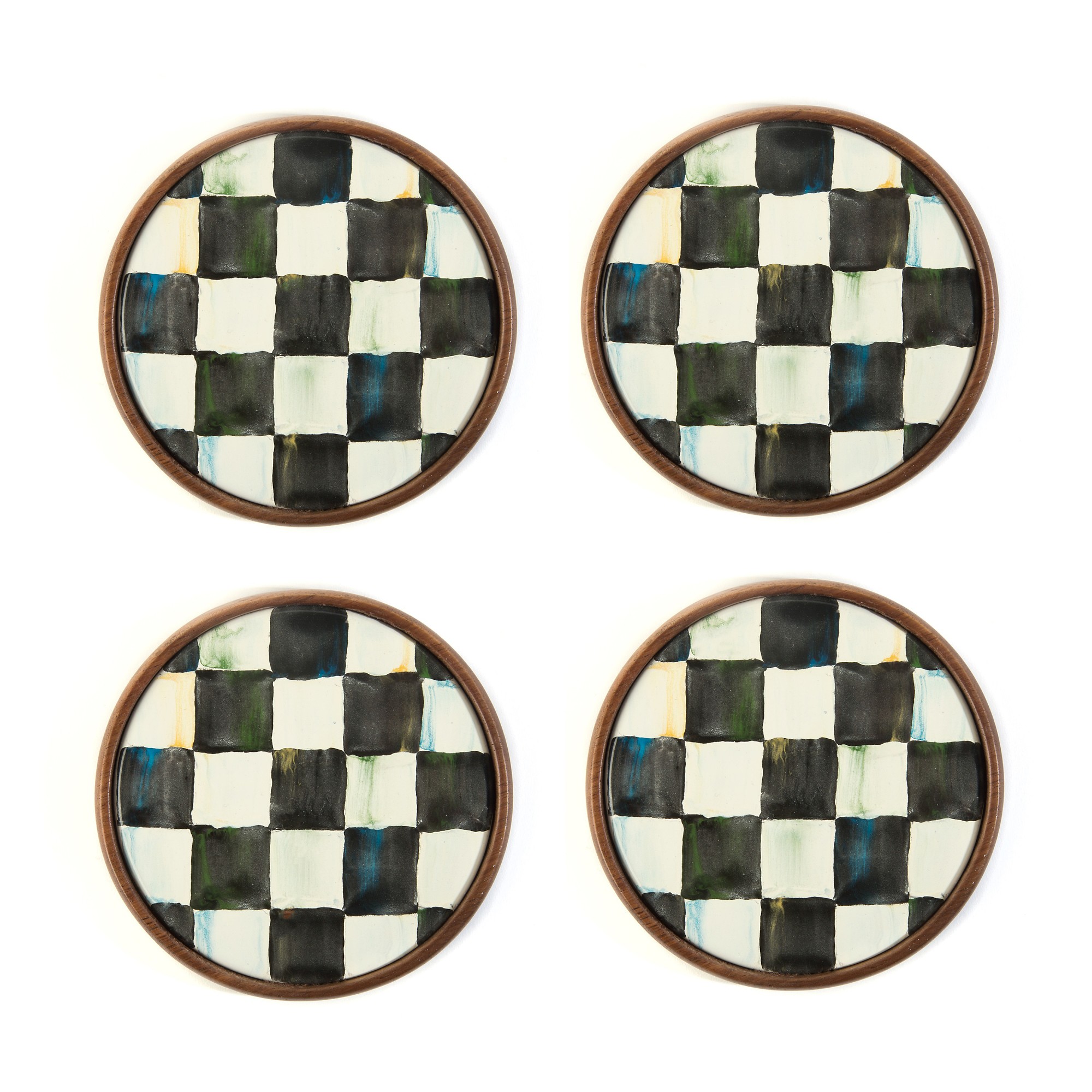 MacKenzie-Childs Courtly Check Enamel Coasters, Set of 4