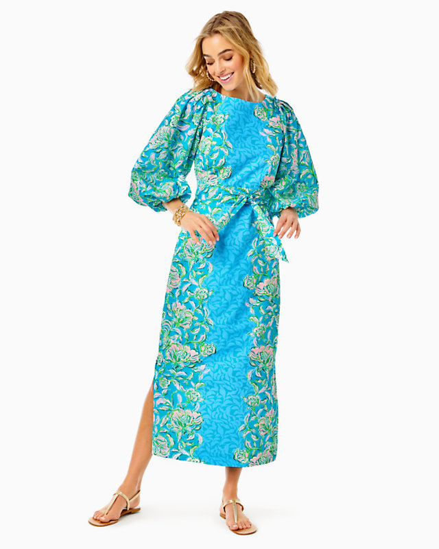 Barbara 3/4 Sleeve Cotton Maxi Dress