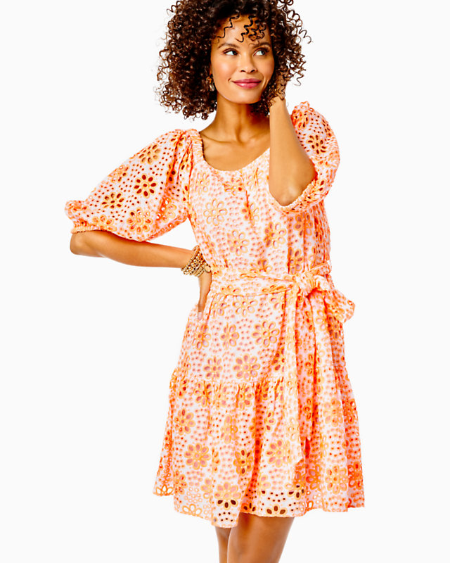 Kerrigan Elbow Sleeve Eyelet Dress