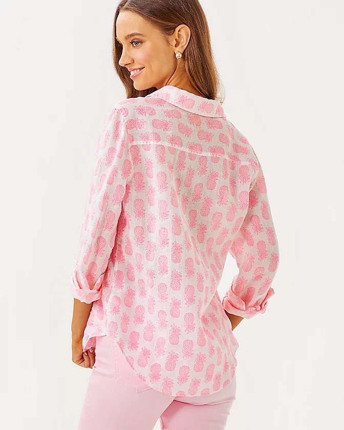 Sea View Linen Button Down Top