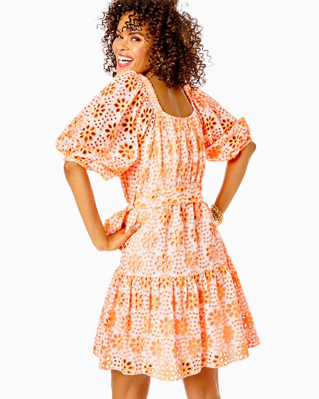 Kerrigan Elbow Sleeve Eyelet Dress