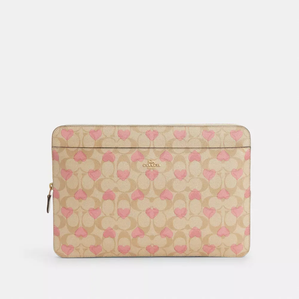 Laptop Sleeve In Signature Canvas With Heart Print
