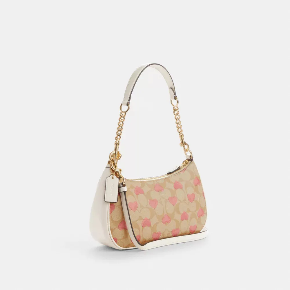 Teri Shoulder Bag In Signature Canvas With Heart Print