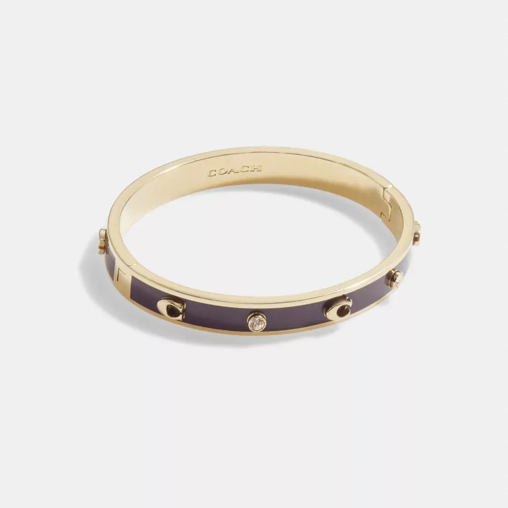 Signature And Stone Hinged Bangle