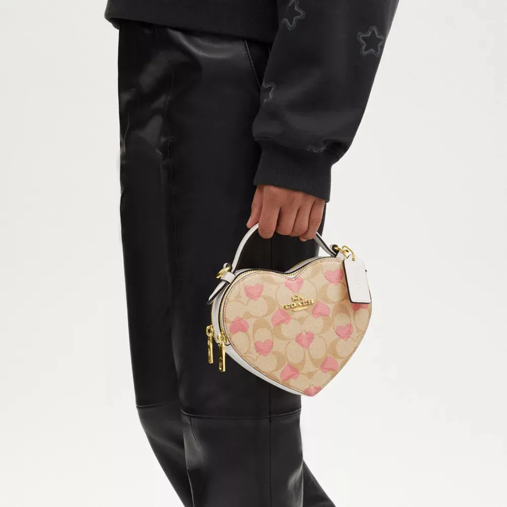 Heart Crossbody In Signature Canvas With Heart Print