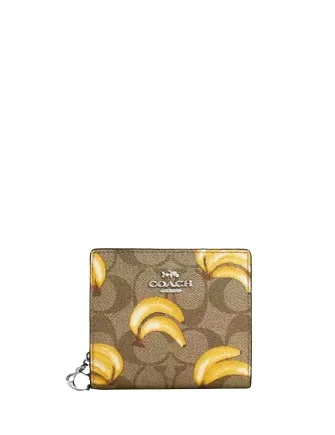 Snap Wallet In Signature Canvas With Banana Print