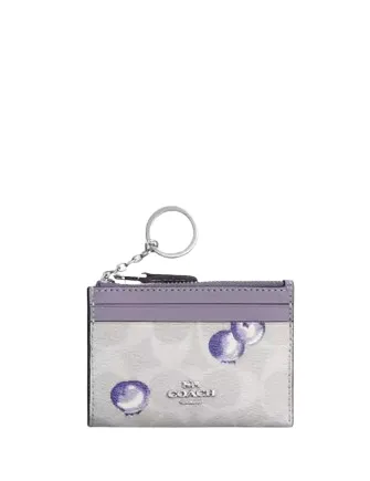 Mini Skinny Id Case In Signature Canvas With Blueberry Print