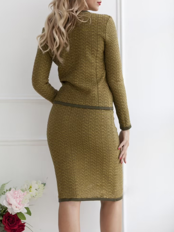 Two-piece women's top and hip skirt