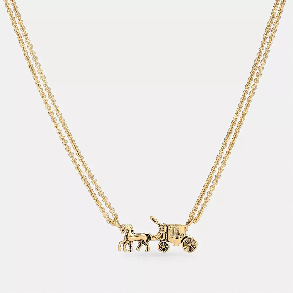 Horse And Carriage Double Chain Necklace
