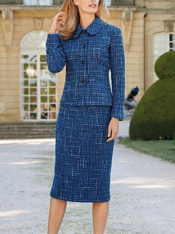 Simple waist jacket short skirt ladies suit