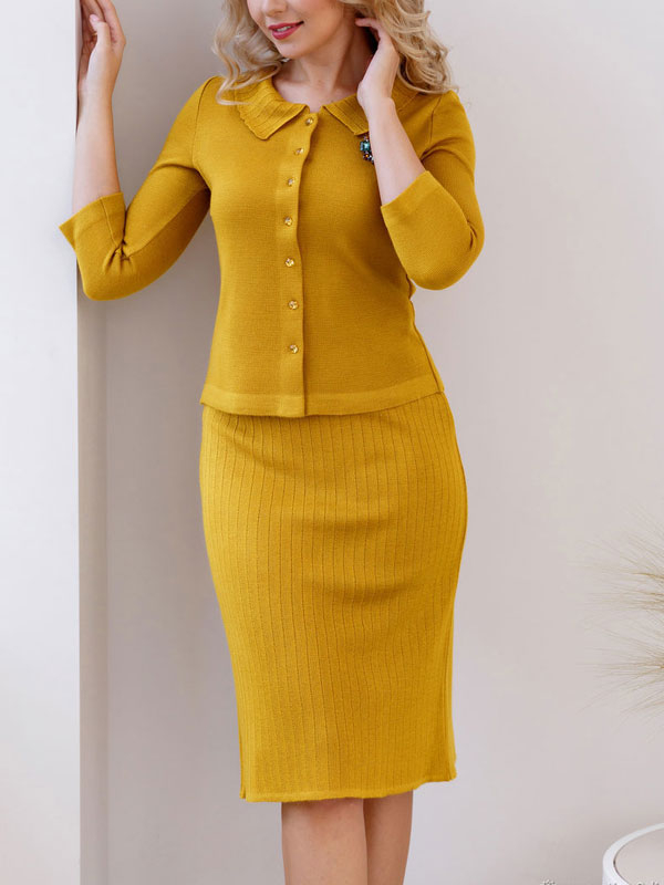 Daily Knitted Slim Fit Ladies Skirt Set