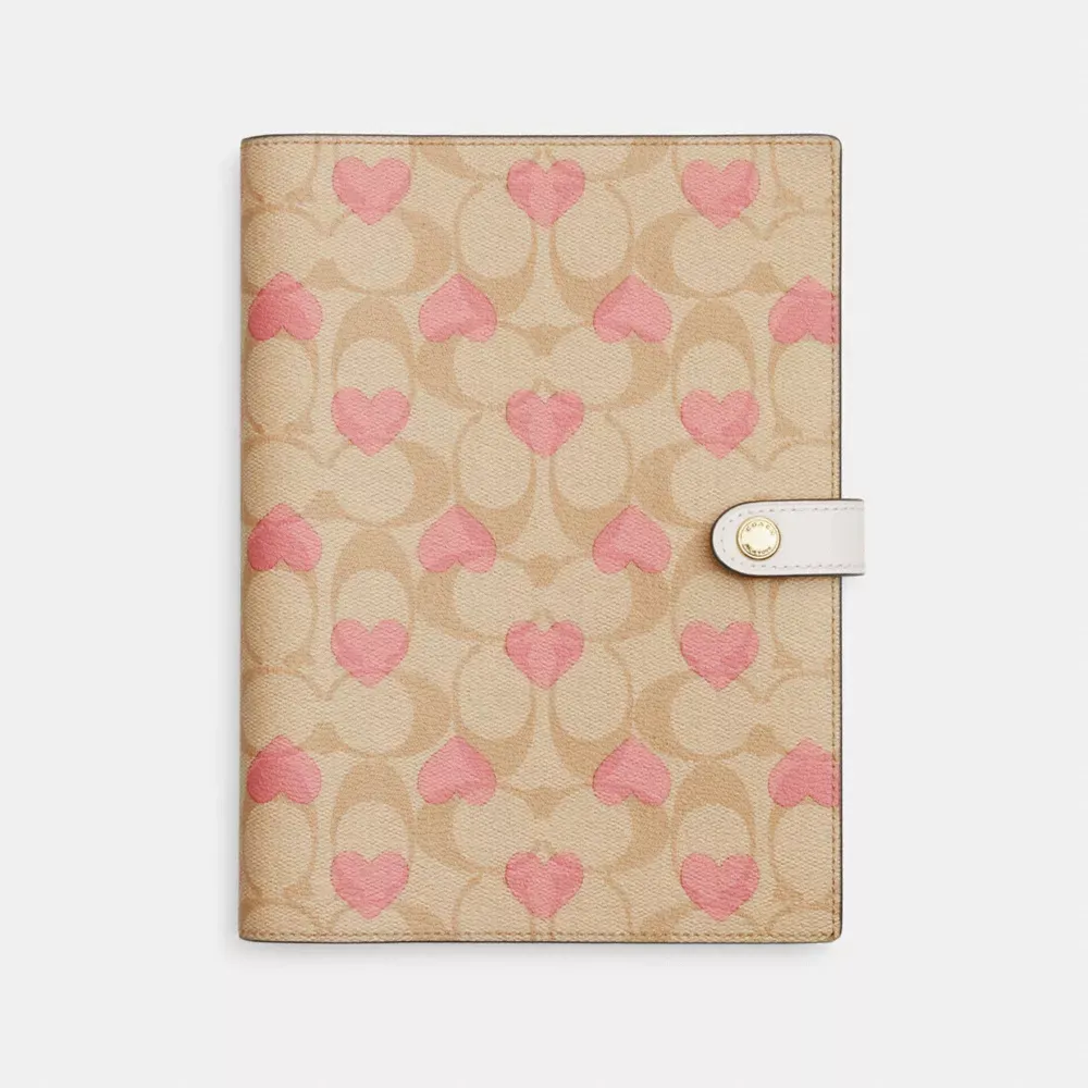 Notebook In Signature Canvas With Heart Print