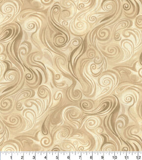 Beige Bold Swirls Cotton Fabric by Keepsake Calico