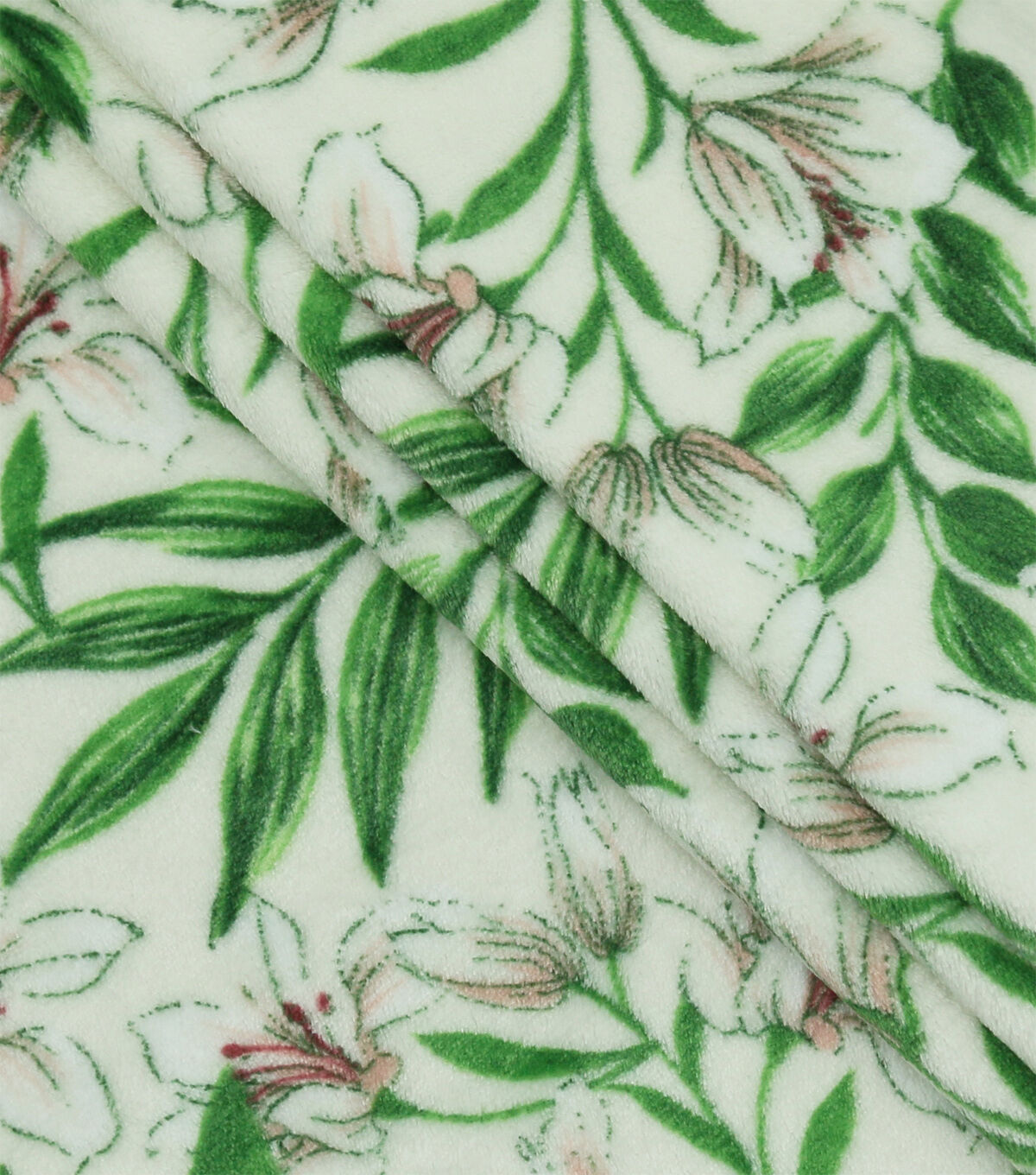 Summer Green Delicate Tropical Floral Sew Lush Fleece Fabric