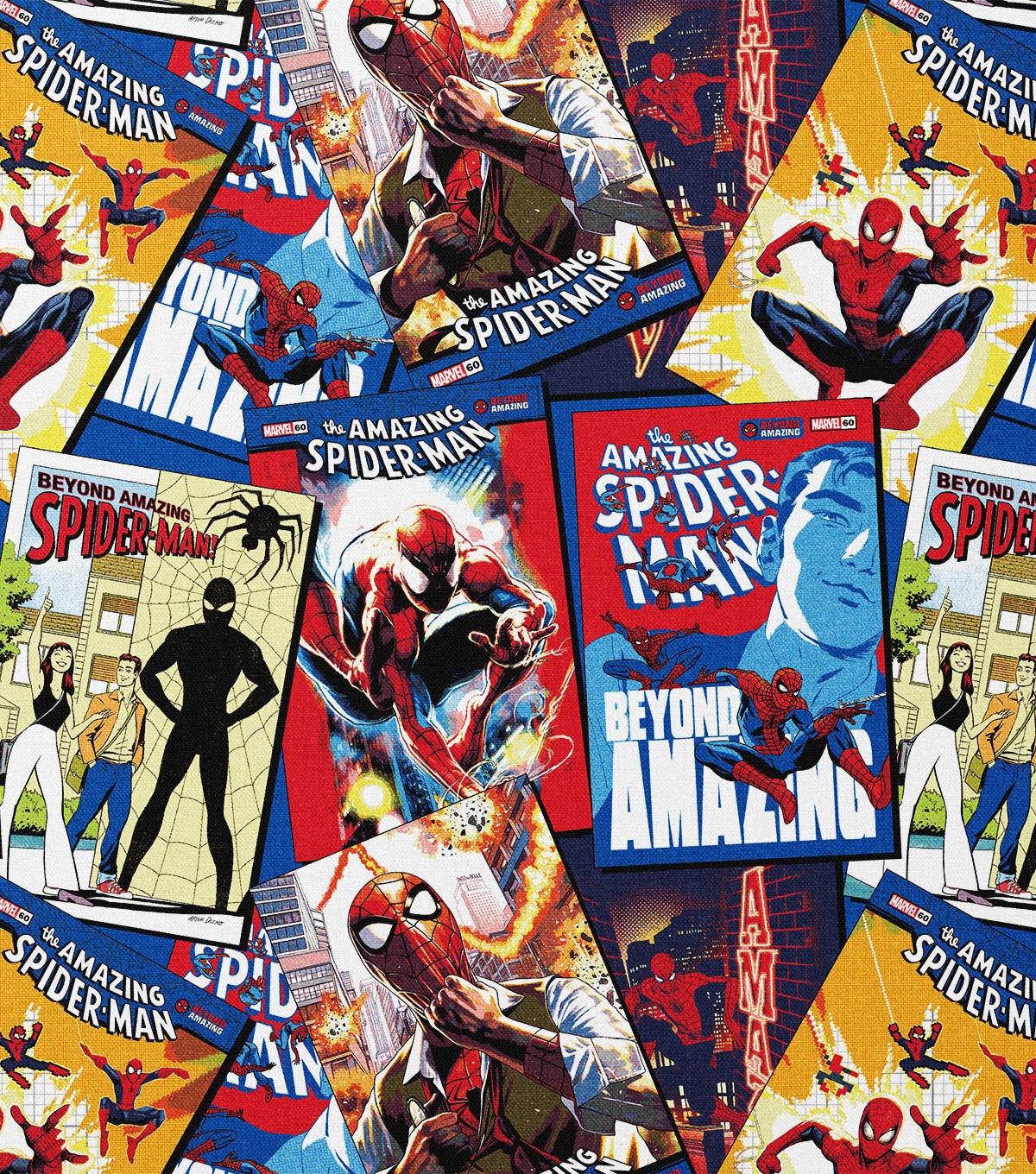 Marvel Spiderman Comic Cover Stack Cotton Fabric