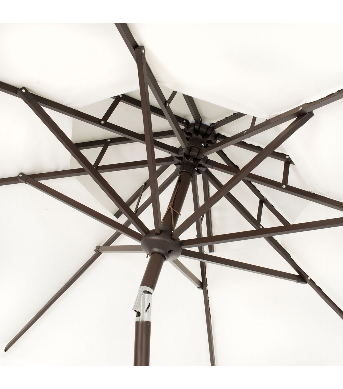 Safavieh 9' Milan White Fringe Double Top Crank Patio Umbrella