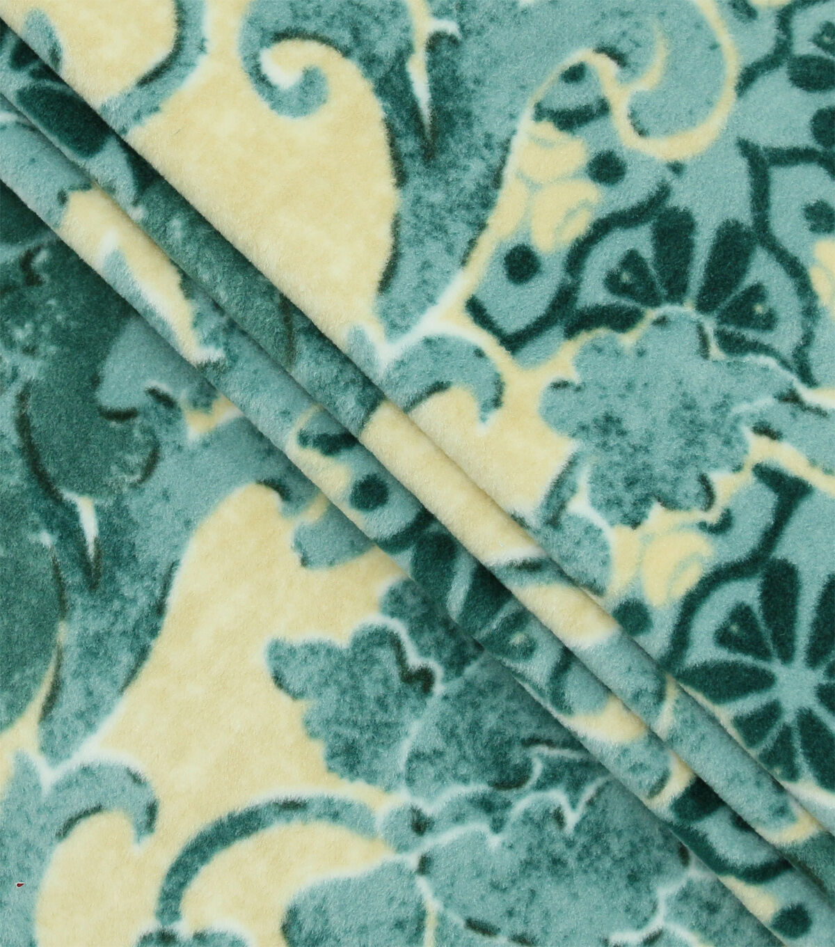 Green Inspired Damask Heather Luxe Fleece Fabric