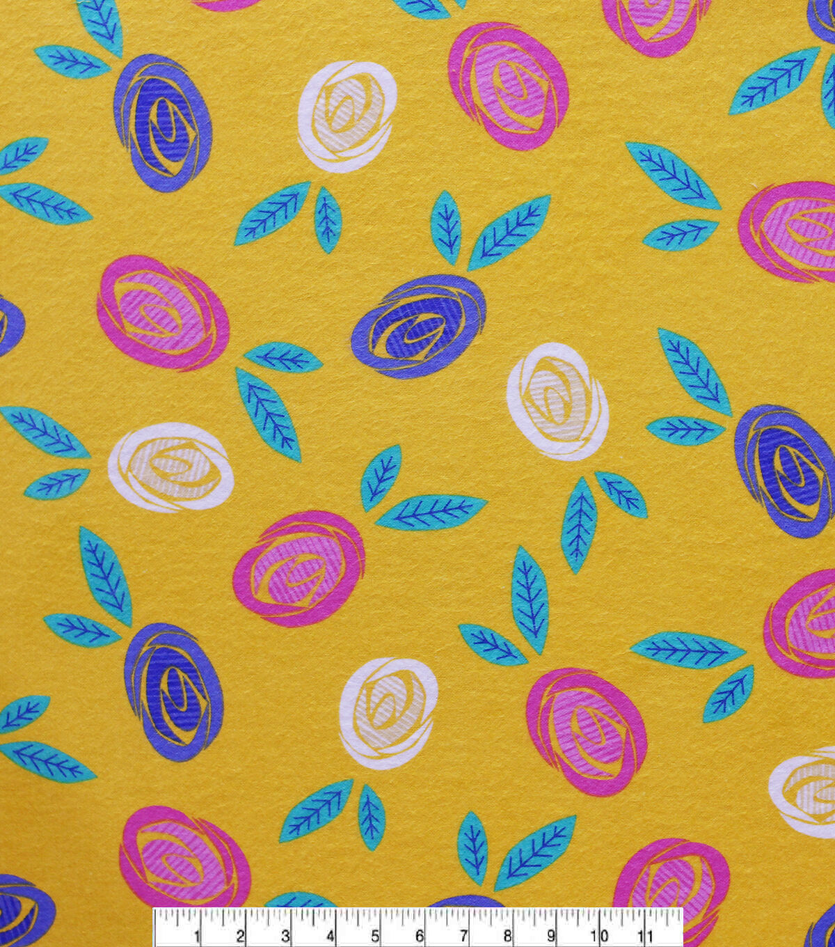 Super Snuggle Happy Graphic Floral Yellow Flannel Fabric