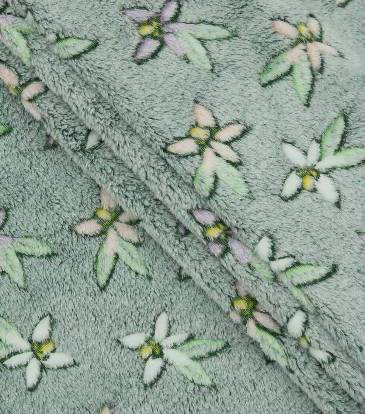 Summer Green Embossed Simple Tropical Floral Sew Lush Fleece Fabric