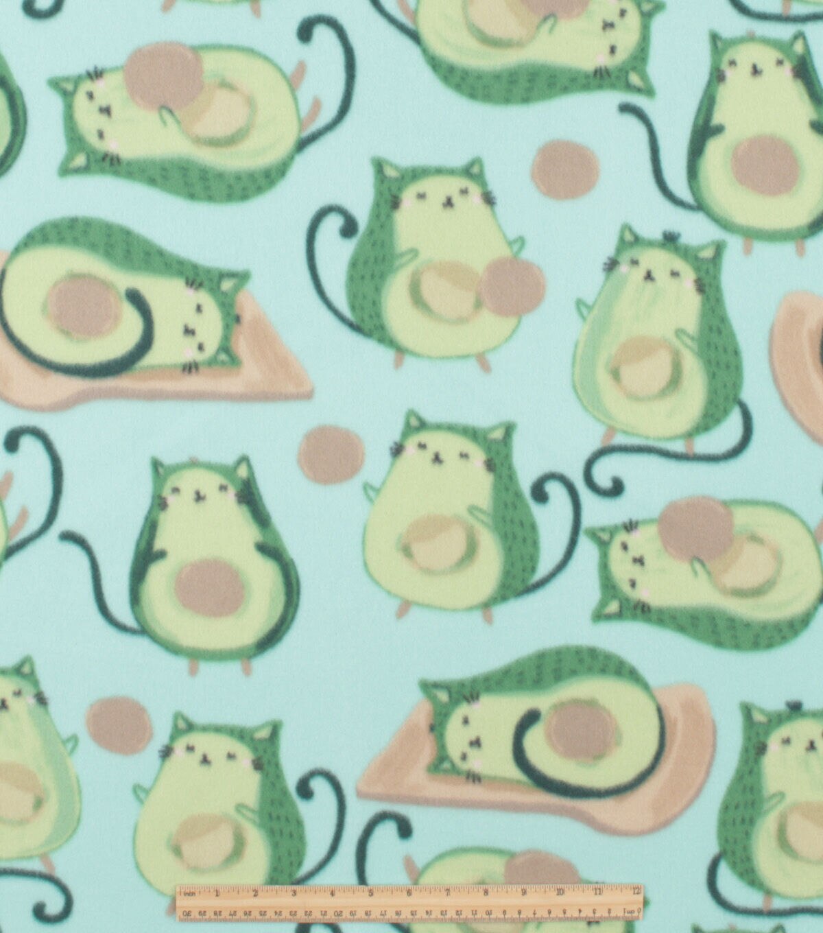 Avocato on Blue Blizzard Fleece Fabric