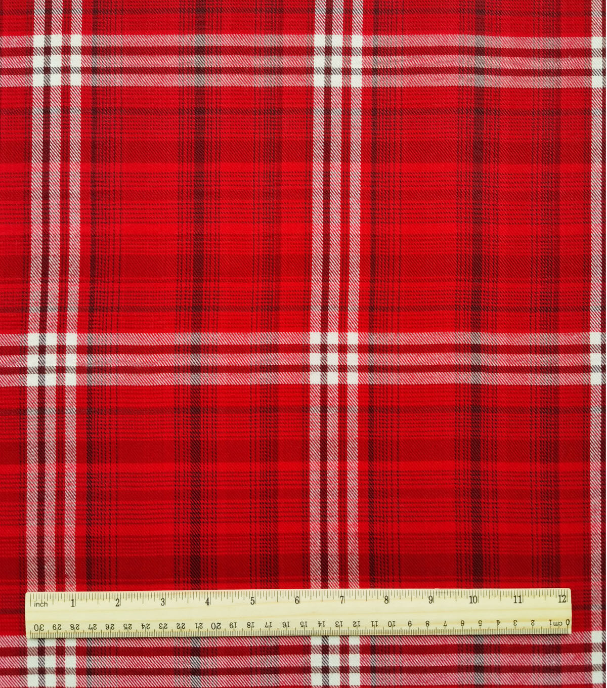 Red Box Brushed Plaid Polyester Flannel Fabric