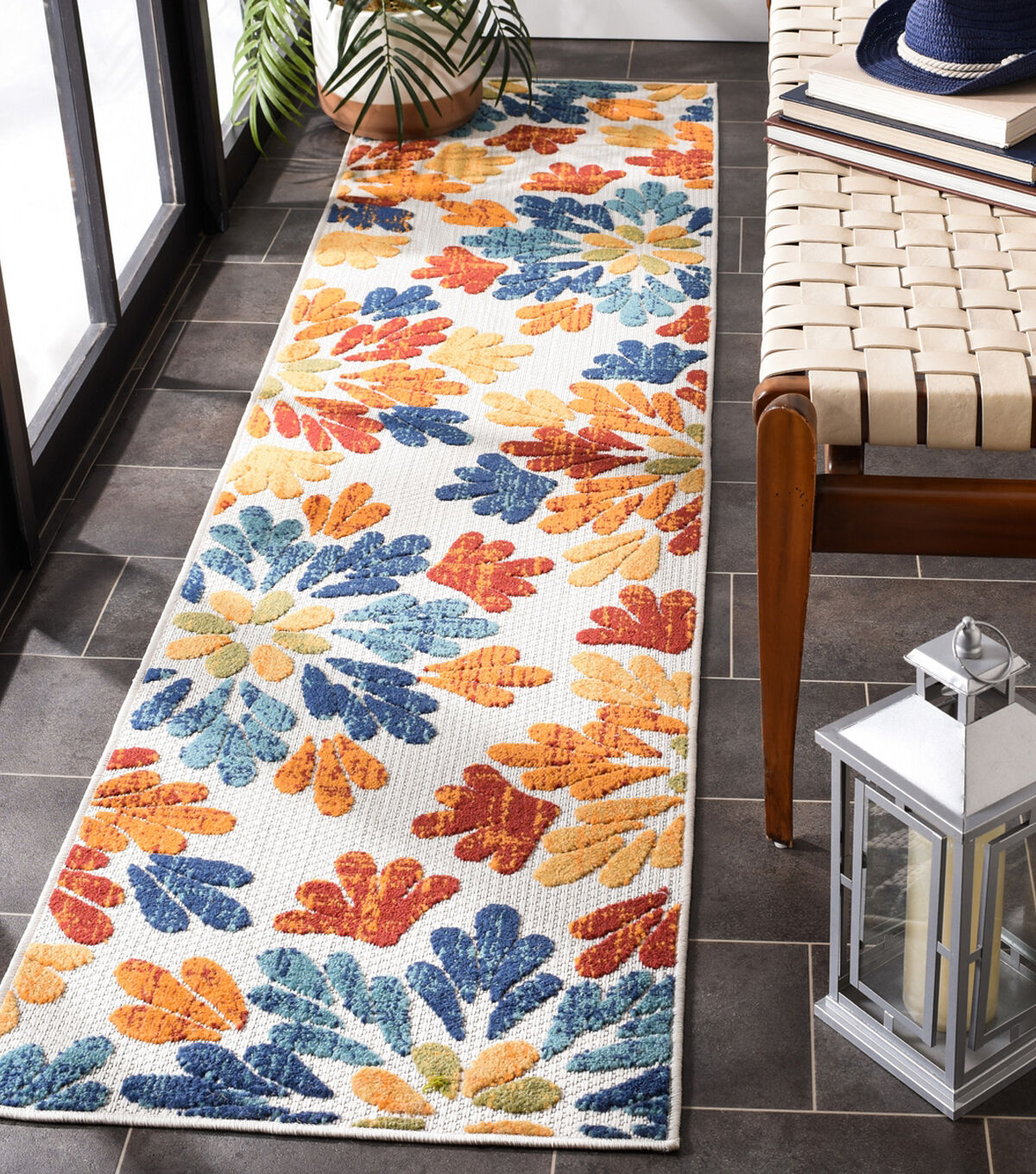 Safavieh Cabana CBN800 2' X 6' Creme & Red Outdoor Rug