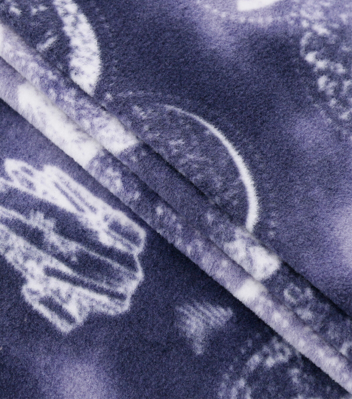 Moon Phases on Purple Anti Pill Fleece Fabric