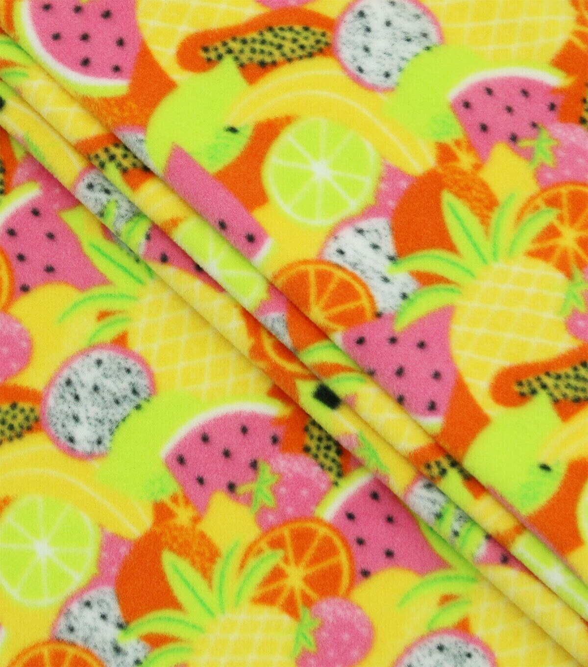 Yellow Vacation Fruit Salad Anti Pill Plush Fleece by POP!