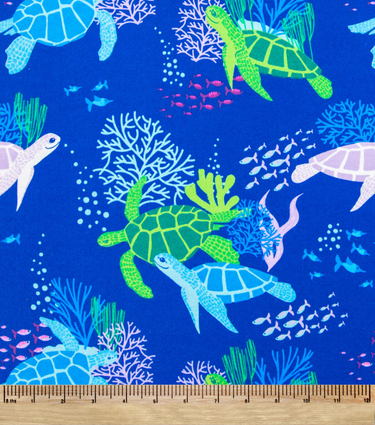 Watercolor Turtles Super Snuggle Flannel Fabric