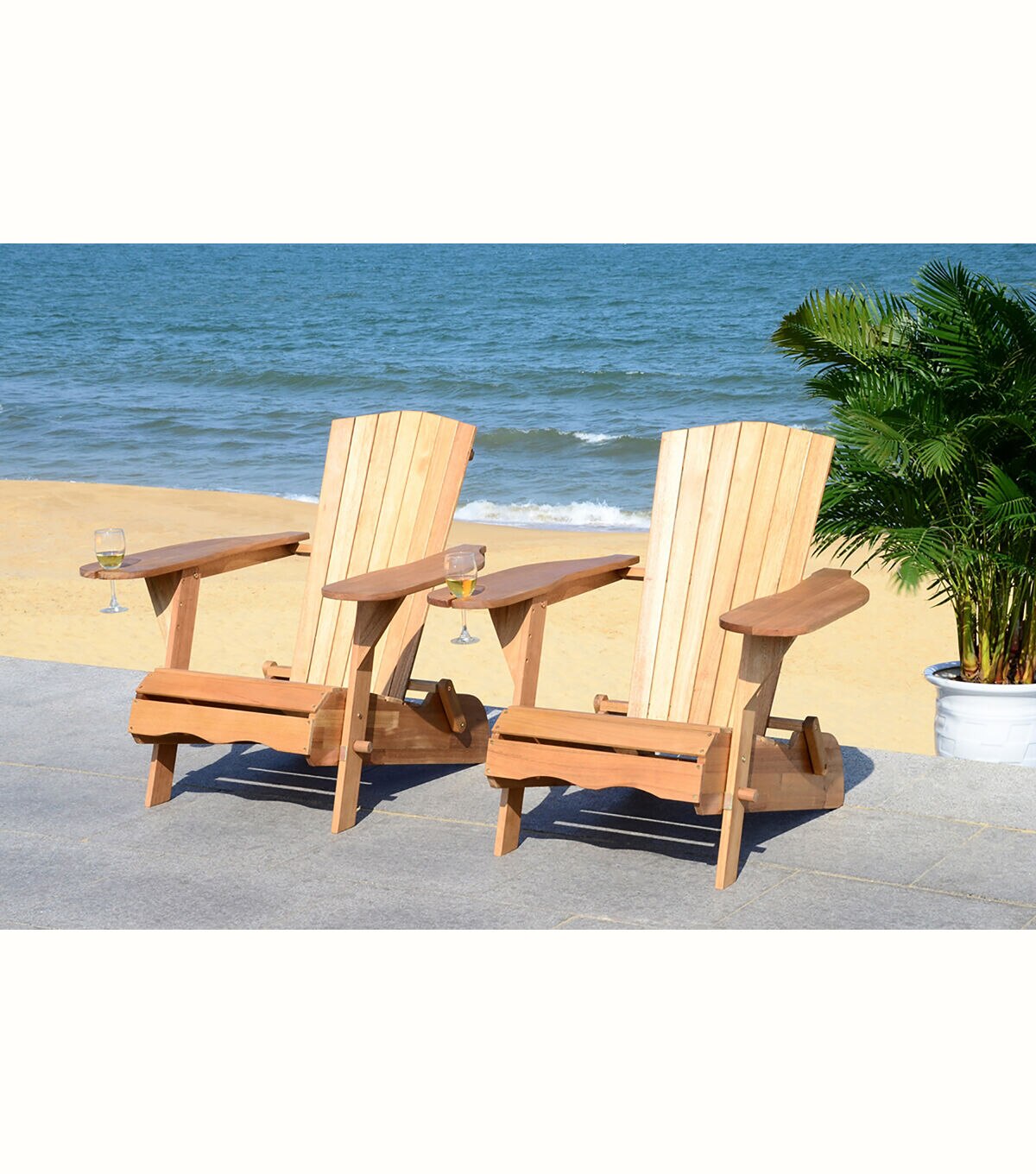 Safavieh 2ct Breetel Natural Adirondack Chairs
