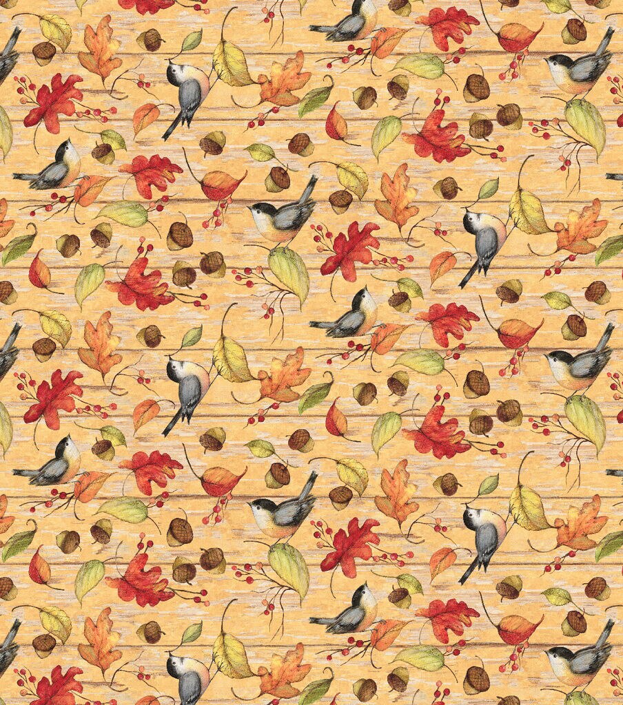 Fall Acorns & Leaves Harvest Cotton Fabric