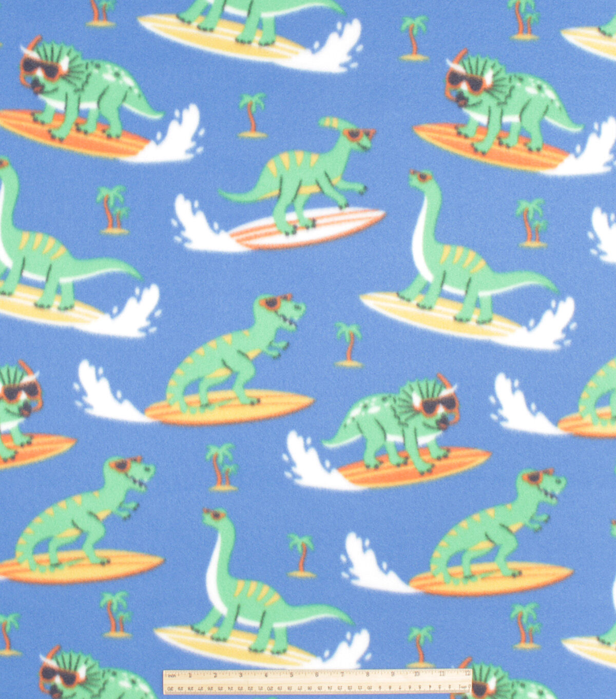Dinosaurs On Surfboards Blizzard Prints Fleece Fabric