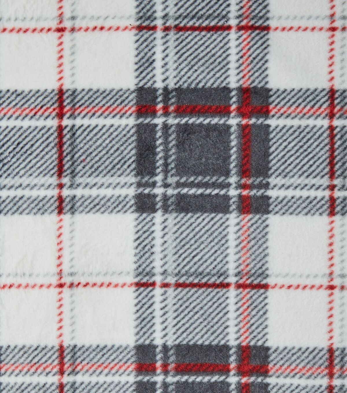 Eddie Bauer Black & White Red Plaid Premium Fleece Fabric