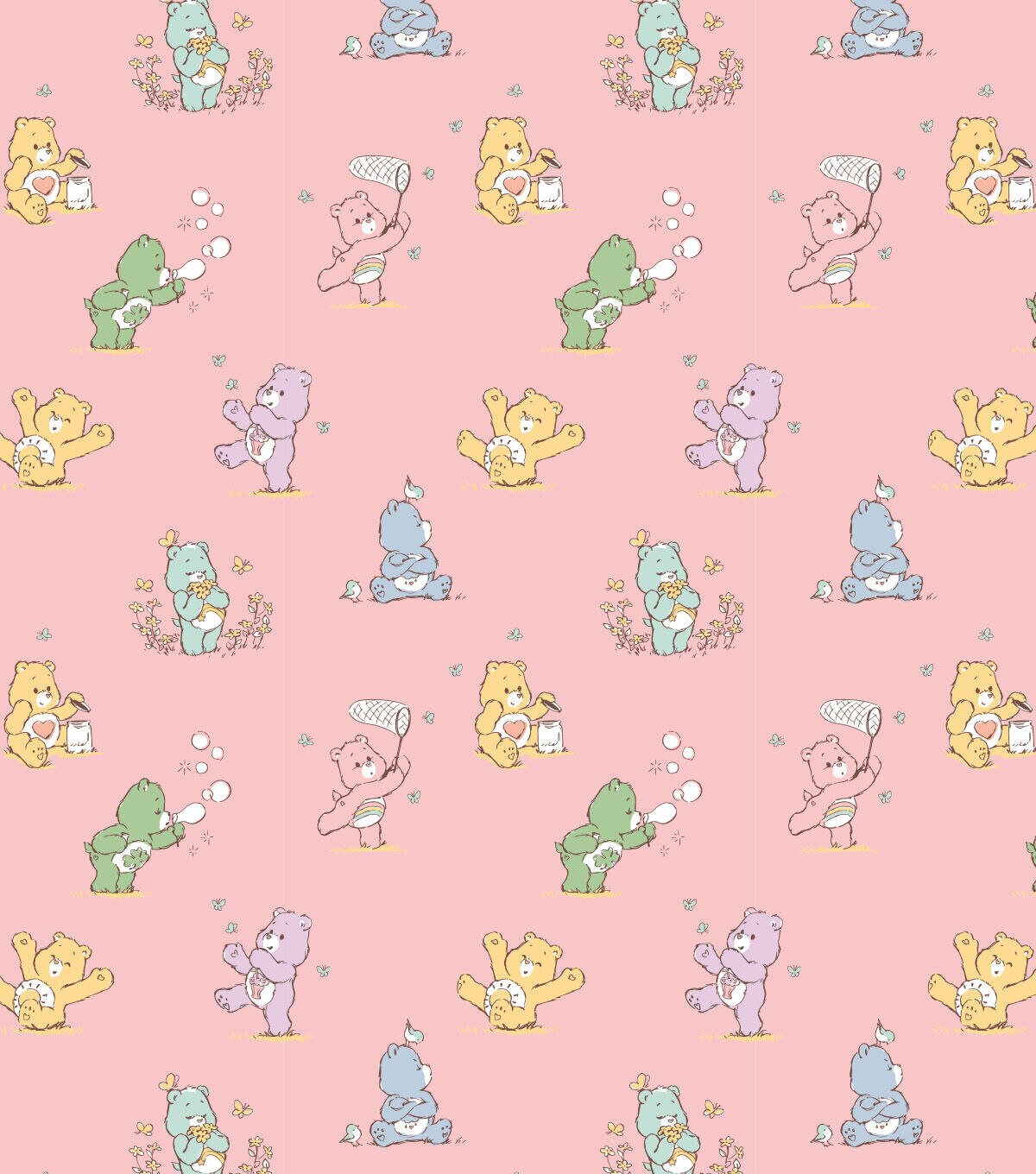 Care Bears Flannel Fabric Playful Pink