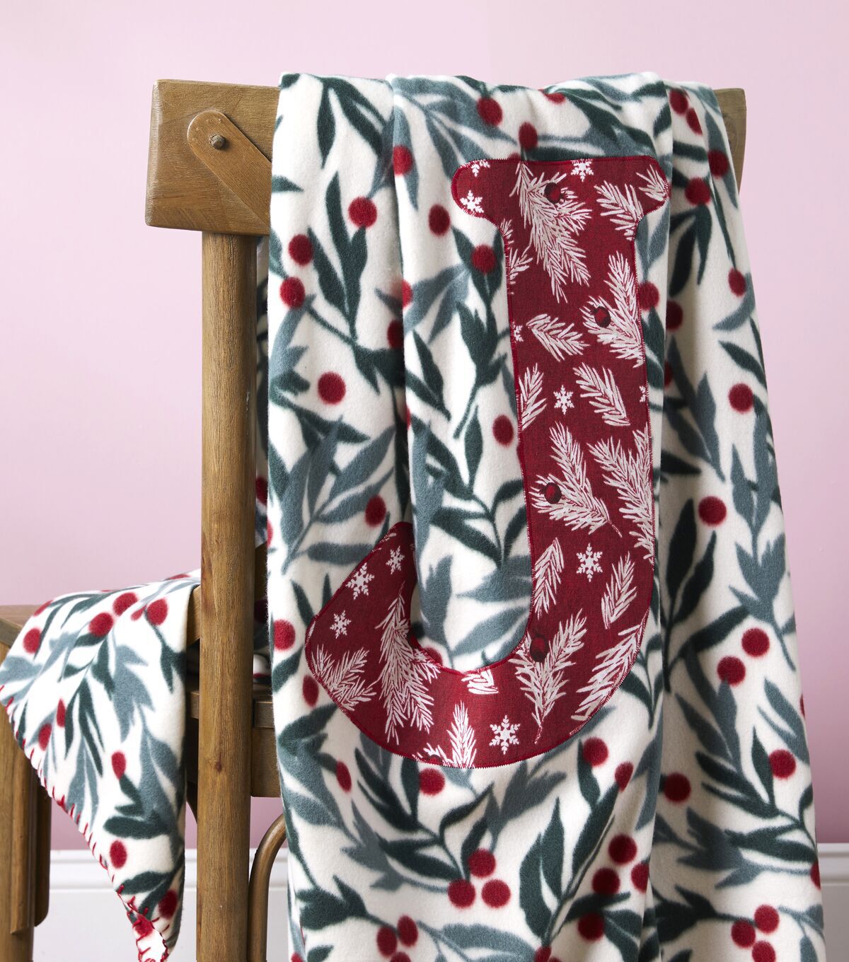 Pine Needles on Red Super Snuggle Christmas Flannel Fabric