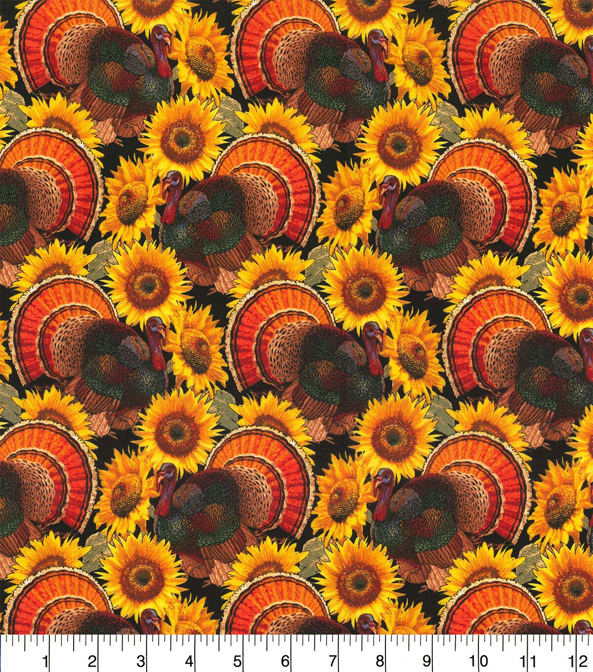 Fabric Traditions Turkeys And Sunflowers Harvest Cotton Fabric