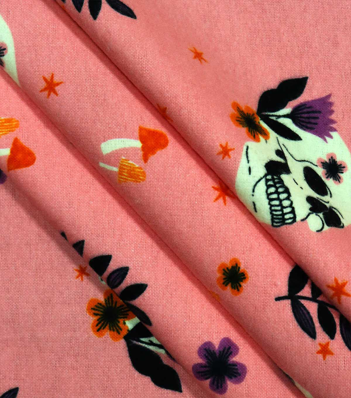 Pink Skulls & Plants Super Snuggle Flannel Fabric