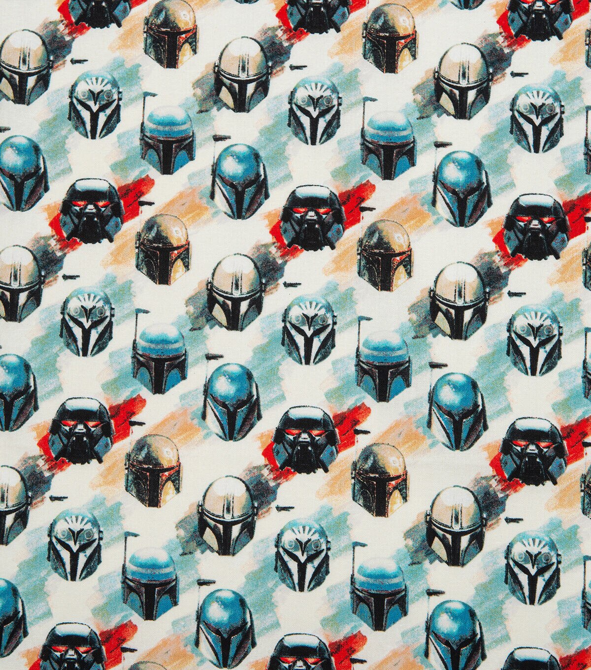 Mandalorian Watercolor Helms Cotton Fabric