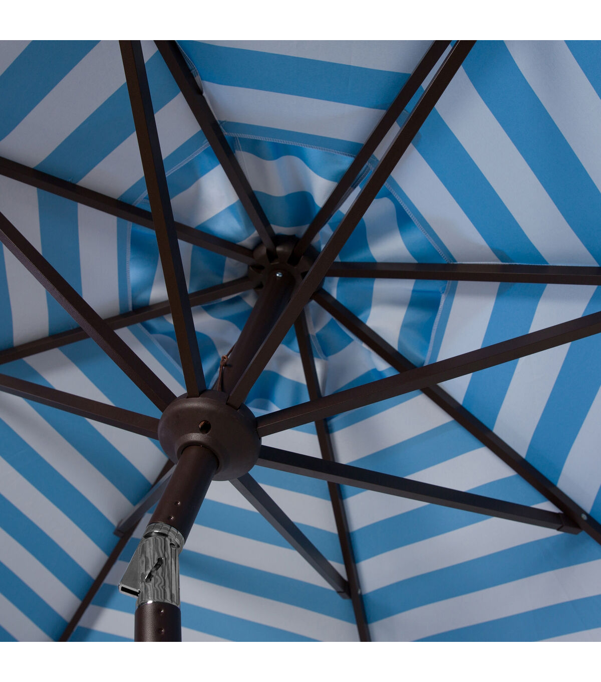 Safavieh 9' Athens Blue & White Striped Auto Tilt Patio Umbrella