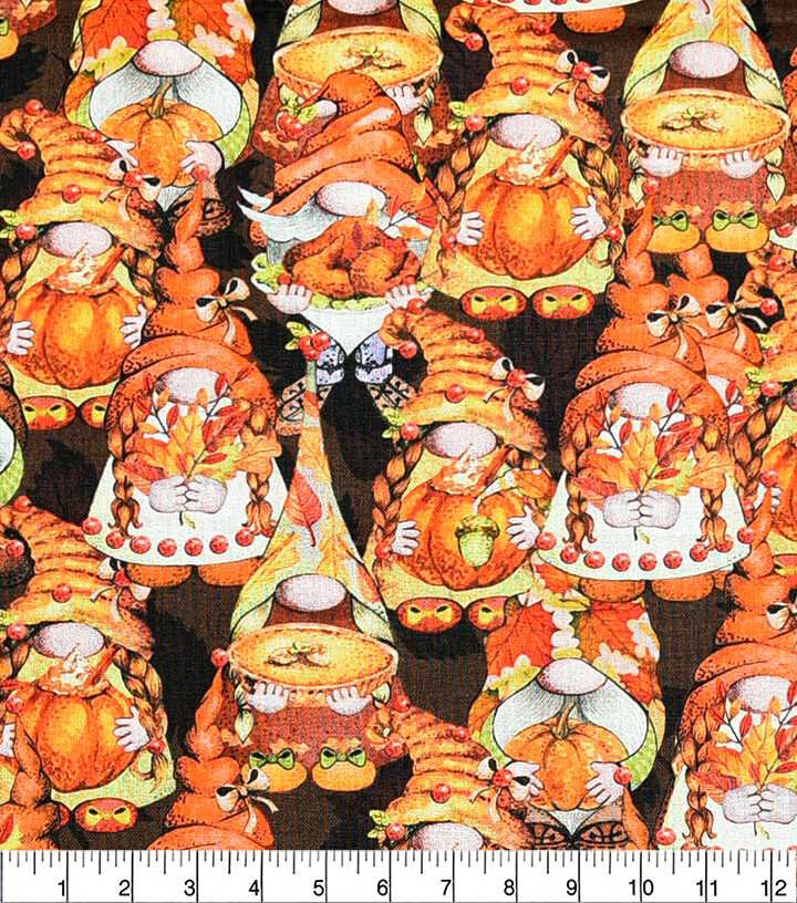 Fall Gnomes Fall Print Fabric