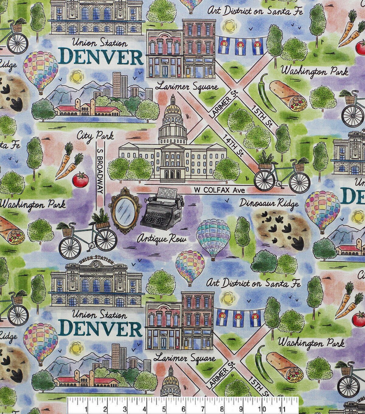Denver Colorado City Pride Cotton Fabric