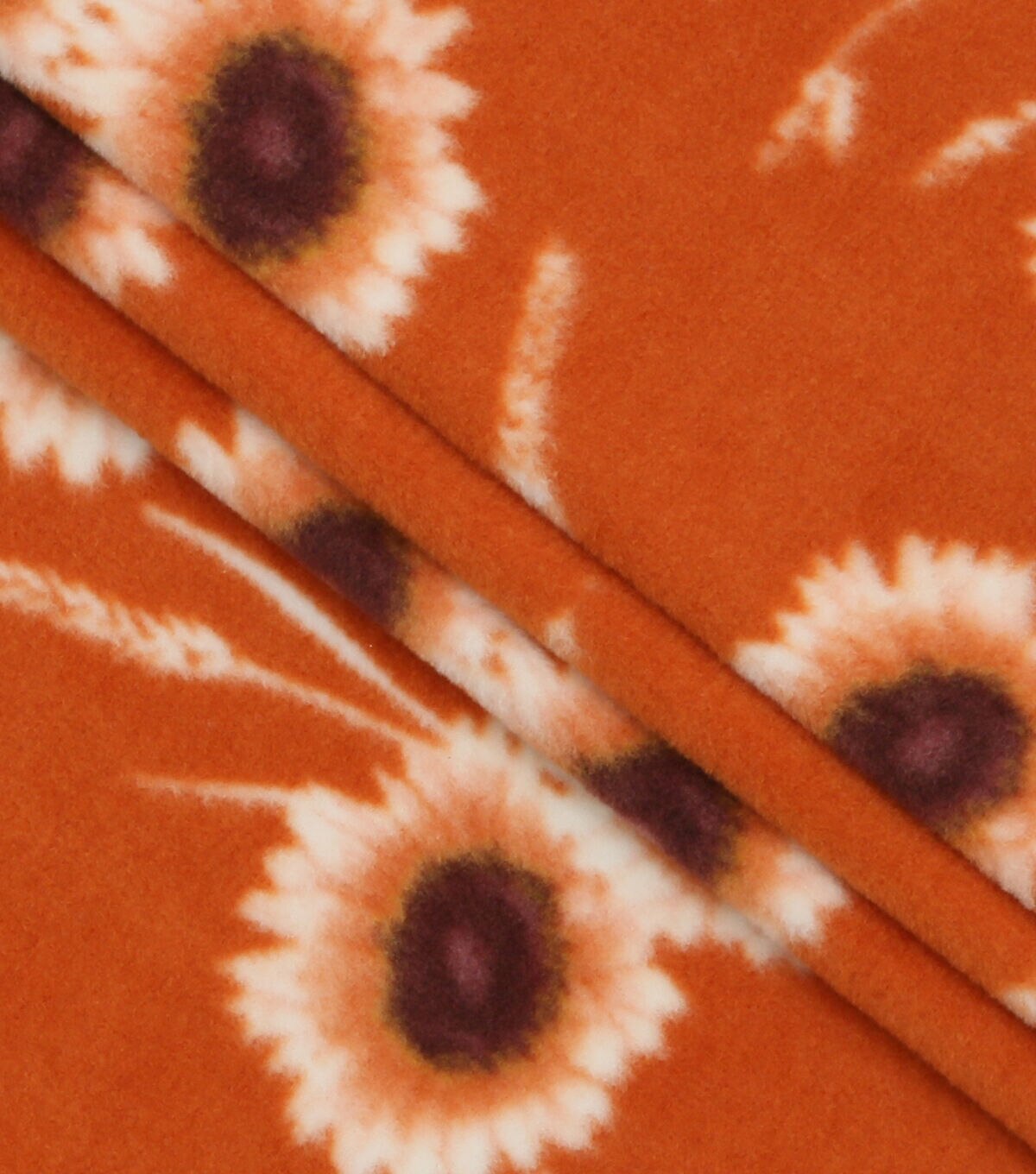 Sunflowers on Orange Anti Pill Fleece Fabric