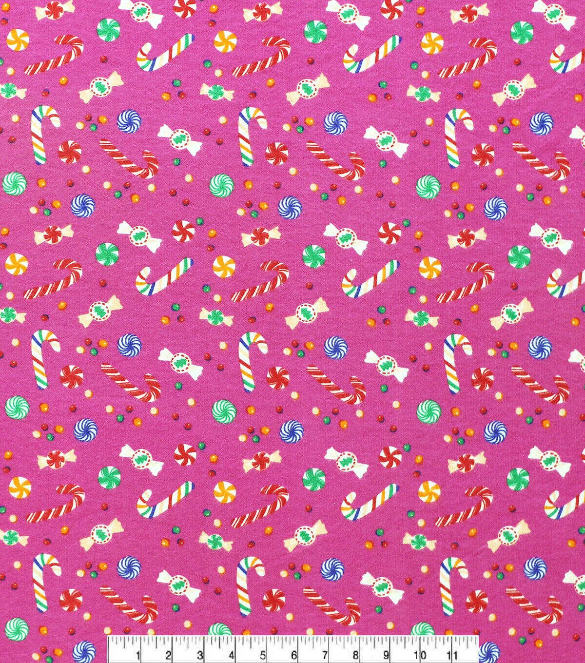 Candies on Pink Super Snuggle Christmas Flannel Fabric
